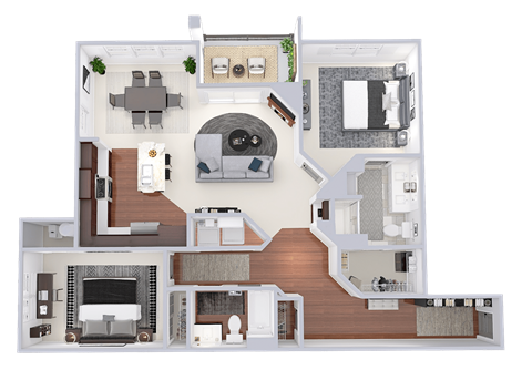 Floor plan for 2 beds, 2 baths, 1325 sqft